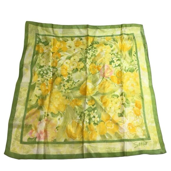 Avon Water Repellent Floral Square Scarf Vintage - Picture 4 of 9